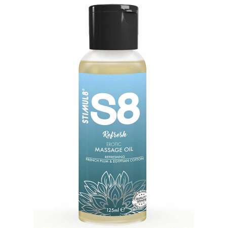 S8 Refresh Cotton Massage Oil 125 ml - Nourishing French Plum & Cotton Scent