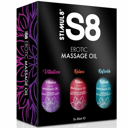 STIMUL8 S8 Massage Oil Set 3x50ml - Nourishing Trio Aromatic Oils