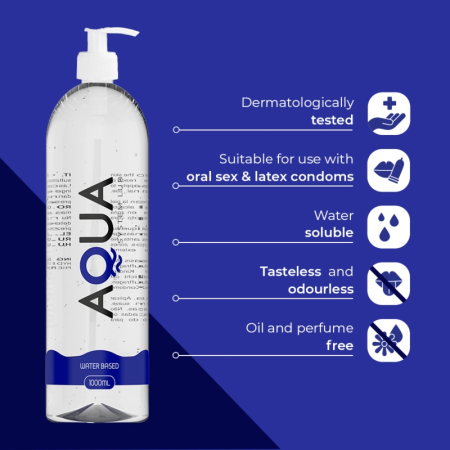 AQUA Quality Water-Based Lubricant 1000ml - Odorless, Skin-Friendly Formula