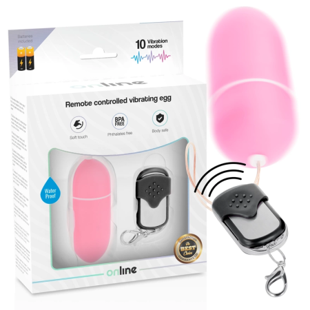 ONLINE Remote Control Vibrating Egg L Pink, 10 Modes, Waterproof ABS
