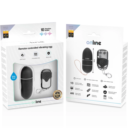 ONLINE Remote Control Wireless Vibrating Egg L Black 10 Modes ABS