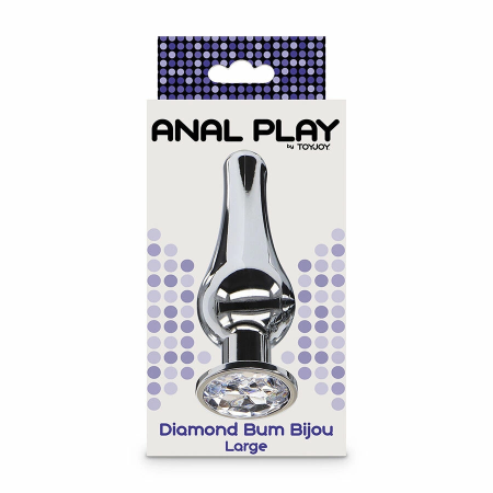 ToyJoy Diamond Bum Bijou Large - Aluminium Plug with Silver Gem, 13 cm