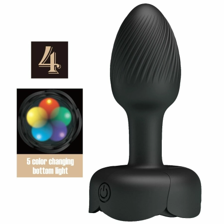 Pretty Love Olman Black Plug with LED Light & 10 Vibration Modes 8.8cm