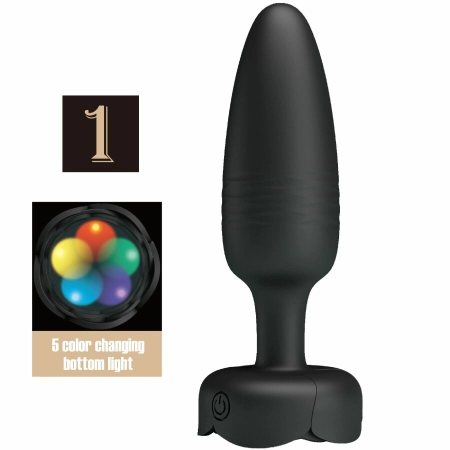 Pretty Love Tarion Black 12.5 cm Silicone LED Plug, 10 Modes, Rechargeable