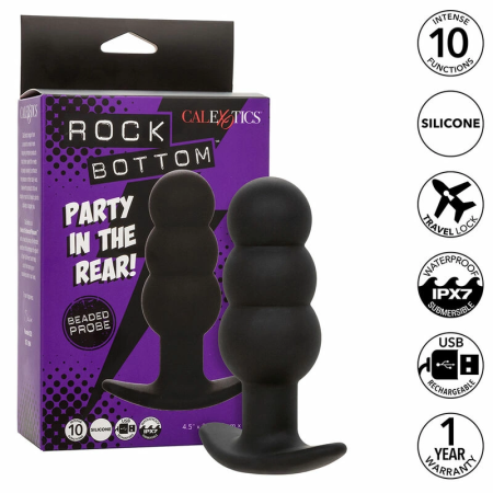 CalExotics Rock Bottom Beaded Silicone Probe 10-Mode Black Rechargeable