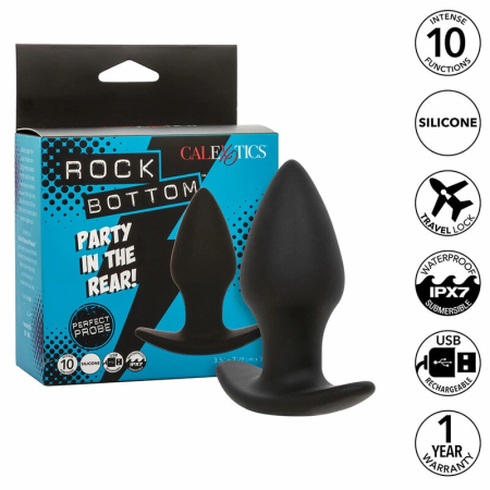 CalExotics Rock Bottom Silicone Intimate Plug 10 Vibrations Black