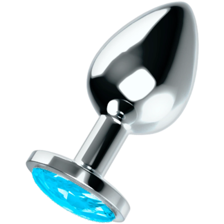 OHMAMA Stainless Steel Intimate Plug with Blue Crystal L 8 cm
