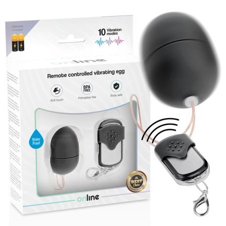 ONLINE S Black Wireless Vibrating Egg with Remote Control, 10 Modes
