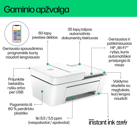 HP DeskJet 3750 Belaidis Visi Viename Spausdintuvas