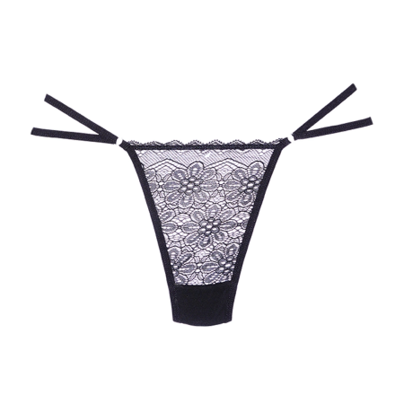 Dreamgirl Mesh and Lace Thong Black Adjustable One Size