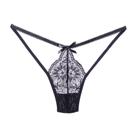 Leg Avenue Lace Thong Black - Universal Size, Elegant Lingerie