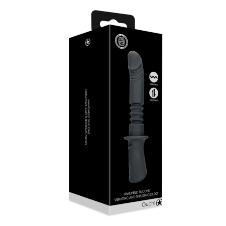Shots Handheld Intimate Device Vibrating & Thrusting Black, 13 Modes