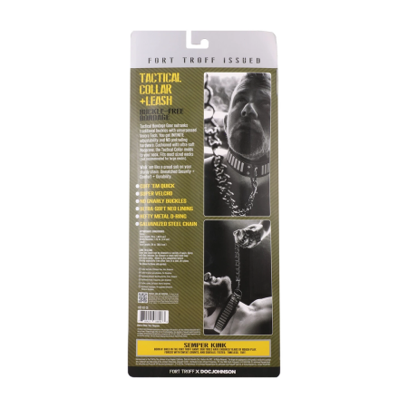 Doc Johnson Tactical Adjustable Collar & Leash Set Black-Green Neoprene