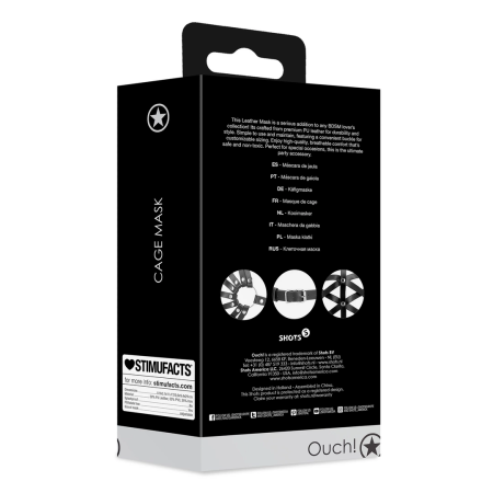 Ouch! PU Leather Cage Mask Black Adjustable Buckle Design