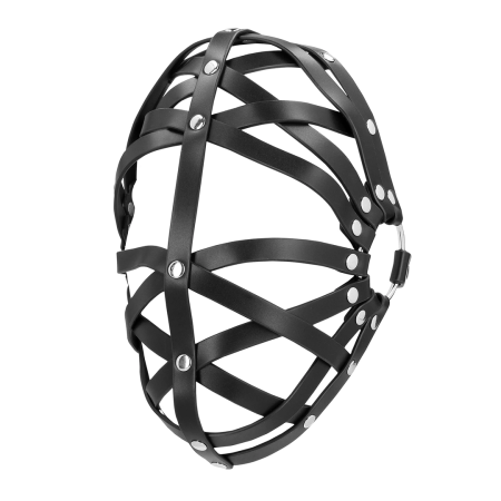 Ouch! PU Leather Cage Mask Black Adjustable Buckle Design