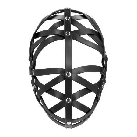 Ouch! PU Leather Cage Mask Black Adjustable Buckle Design