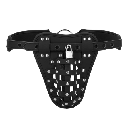 OUCH! Xtreme PU Leather Chastity Belt with Adjustable Straps Black