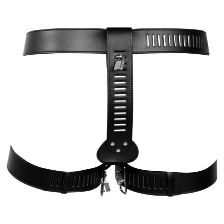 OUCH! Xtreme PU Leather Female Belt with Adjustable Leg System Black