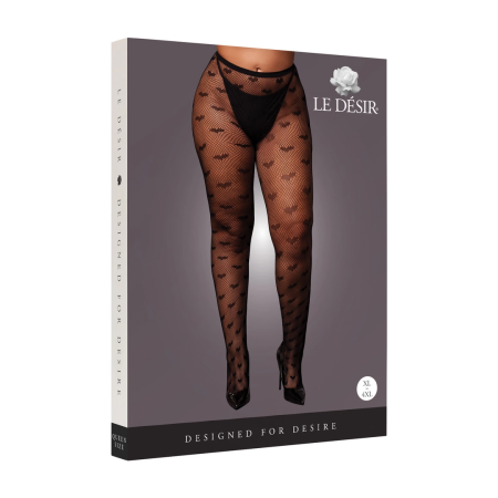 Leg Avenue Plus Size Heart Patterned Tights Black XL-4XL