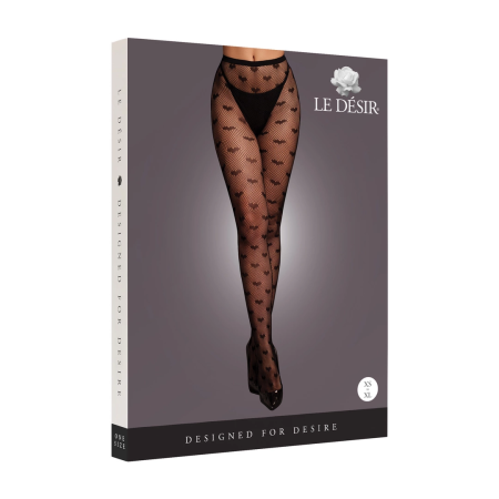 Obsessive Heart Patterned Sheer Black Tights One Size