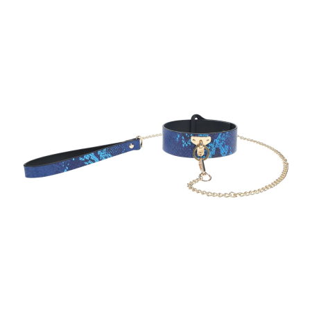 Ouch! Florence Collection Adjustable Collar with Leash Blue
