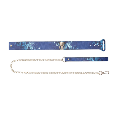 Ouch! Florence Collection Adjustable Collar with Leash Blue