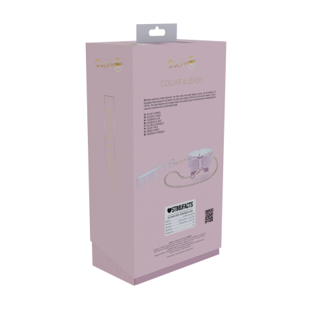 Ouch! Paris Collection Bonded Leather Collar & Leash Pink Iridescent
