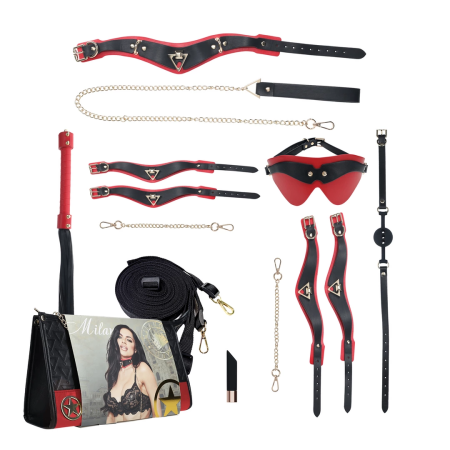 Ouch! Milan Collection Premium Bondage Kit with Luxury Bag Black/Red