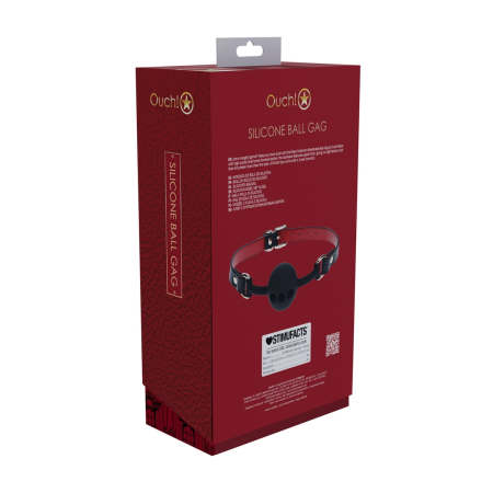Ouch! Milan Collection Silicone Breathable Ball Gag Black/Red Adjustable
