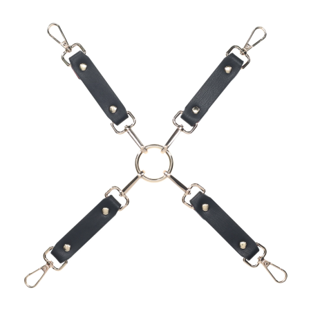 Ouch! Milan Collection 4-Way Hogtie Connectors Black/Red - Bonded Leather