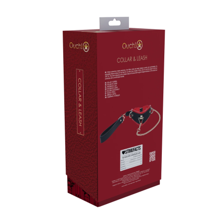 Ouch! Milan Collection Adjustable Collar with Leash Black/Red
