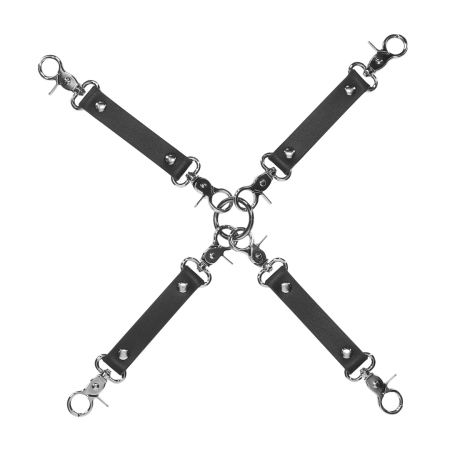 Ouch! Venice Collection Hogtie Connectors Black - 4-Way Restraint System
