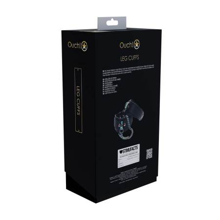 Ouch! Venice Collection Adjustable Leg Cuffs Black - Bonded Leather, Fashion Hardware