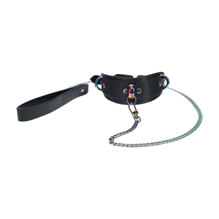 Ouch! Venice Collection Black Adjustable Collar with Leash Set
