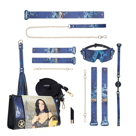 Ouch! Florence Collection Premium Bondage Set with Handbag Blue
