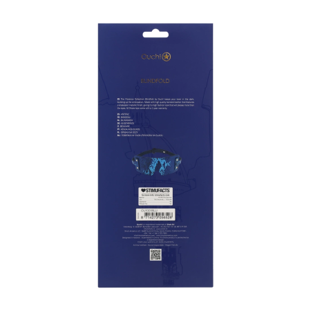 Ouch! Florence Collection Eye Mask Blue - Bonded Leather, Iridescent Finish