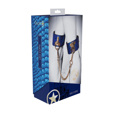 Ouch! Florence Collection Leg Cuffs Blue - Adjustable Bonded Leather