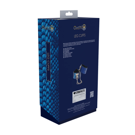 Ouch! Florence Collection Leg Cuffs Blue - Adjustable Bonded Leather
