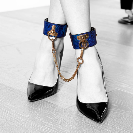 Ouch! Florence Collection Leg Cuffs Blue - Adjustable Bonded Leather