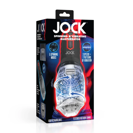 JOCK Spinning & Vibrating Intimate Machine Transparent/Black Rechargeable