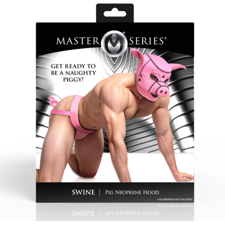 XR Brands Swine Neoprene Hood Pink - Adjustable Pig Mask, Large Size