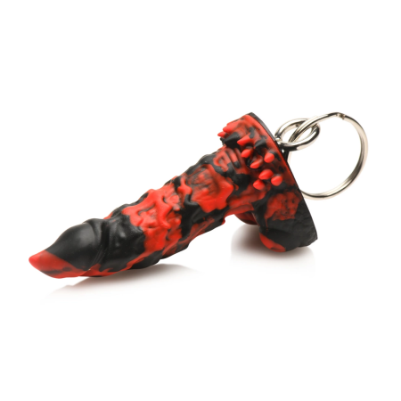 Creature Cocks Fire Demon Silicone Keychain Red-Black 2.8in