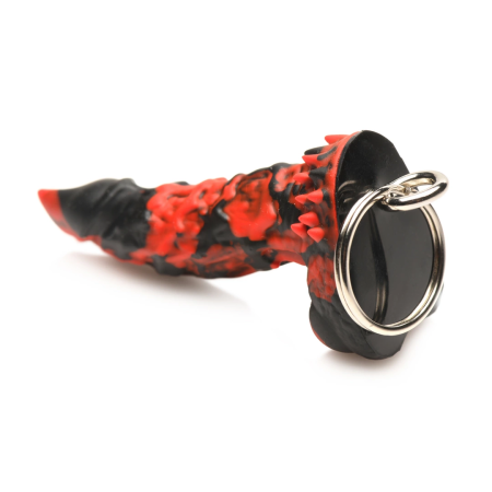 Creature Cocks Fire Demon Silicone Keychain Red-Black 2.8in