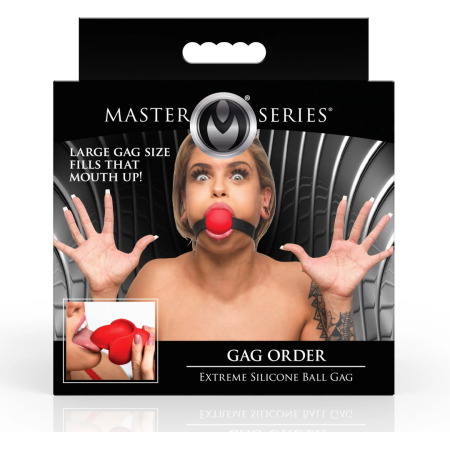 XR Brands Gag Order Silicone Ball Mouthguard Red Adjustable Strap 3.8”