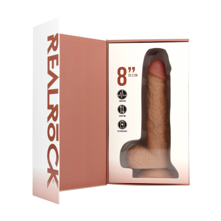 RealRock Vibrating & Thrusting Model 8" with Suction Cup - Tan