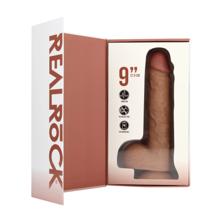 RealRock Vibrating Firm Model with Suction Cup 23 cm Tan