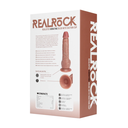 RealRock Vibrating Silicone Model 7 Inch Tan with Suction Cup and Harness