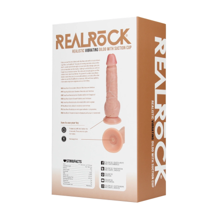 RealRock Vibrating Straight Intimate Machine 18 cm with Suction Cup - Flesh