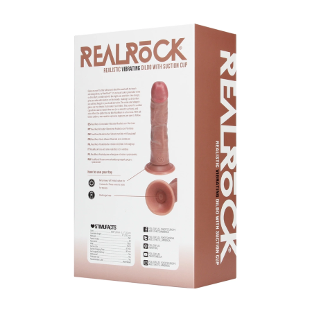 RealRock Vibrating Curved Model 6"/15.5 cm - Tan, Suction Cup & Harness