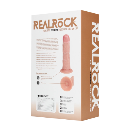RealRock Vibrating Curved Model 6" Firm Texture Suction Base Flesh